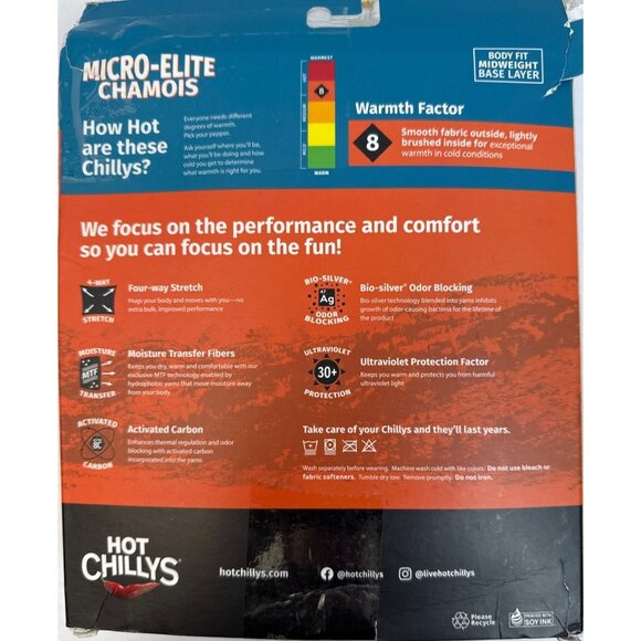 Hot Chillys Mens Micro Elite Chamois Crewneck Top Midweight Fit Base Layer Large - Picture 4 of 6